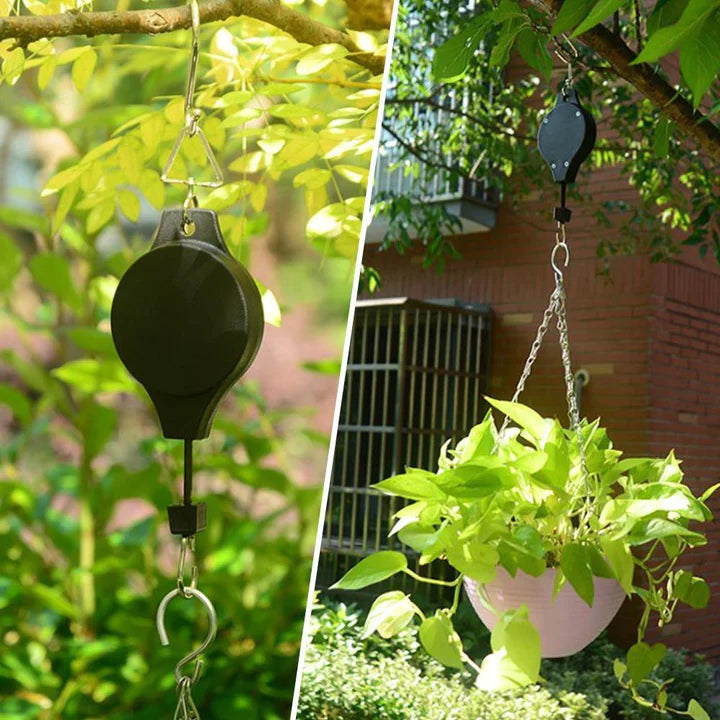 Crochet Rétractable pour Plantes Suspendues avec Système de Poulie