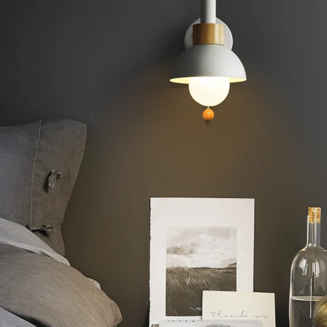 Applique Murale LED en Bois et Fer avec Interrupteur à Tirette