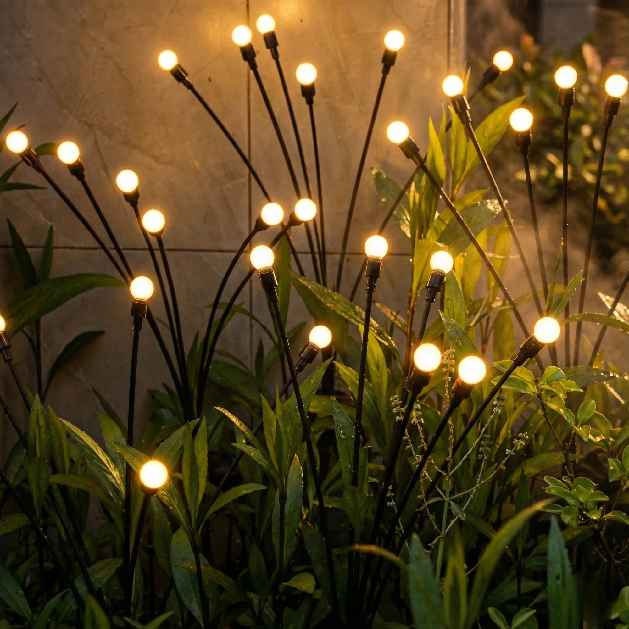 Lampe Solaire de Jardin LED à Effet Lucioles pour Terrasse et Allées