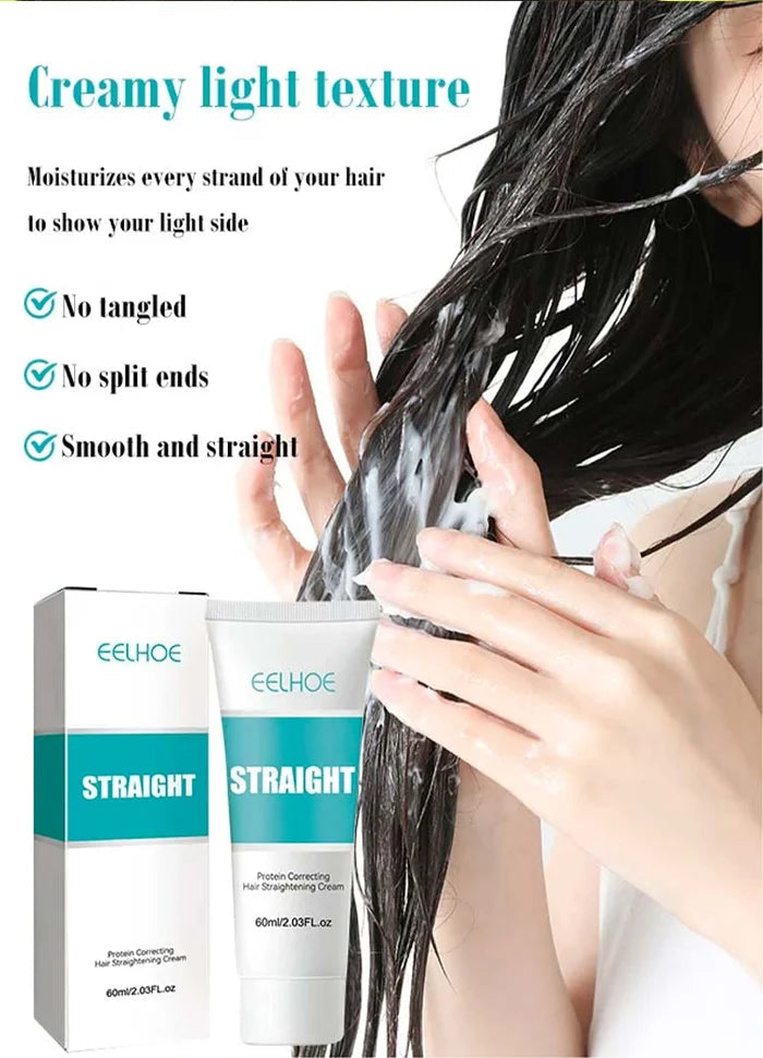 Crème Lissante Capillaire à la Kératine pour Cheveux Lisses et Brillants