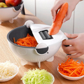 Coupe-légumes 9-en-1 avec passoire égouttoir & 7 accessoires en acier inoxydable