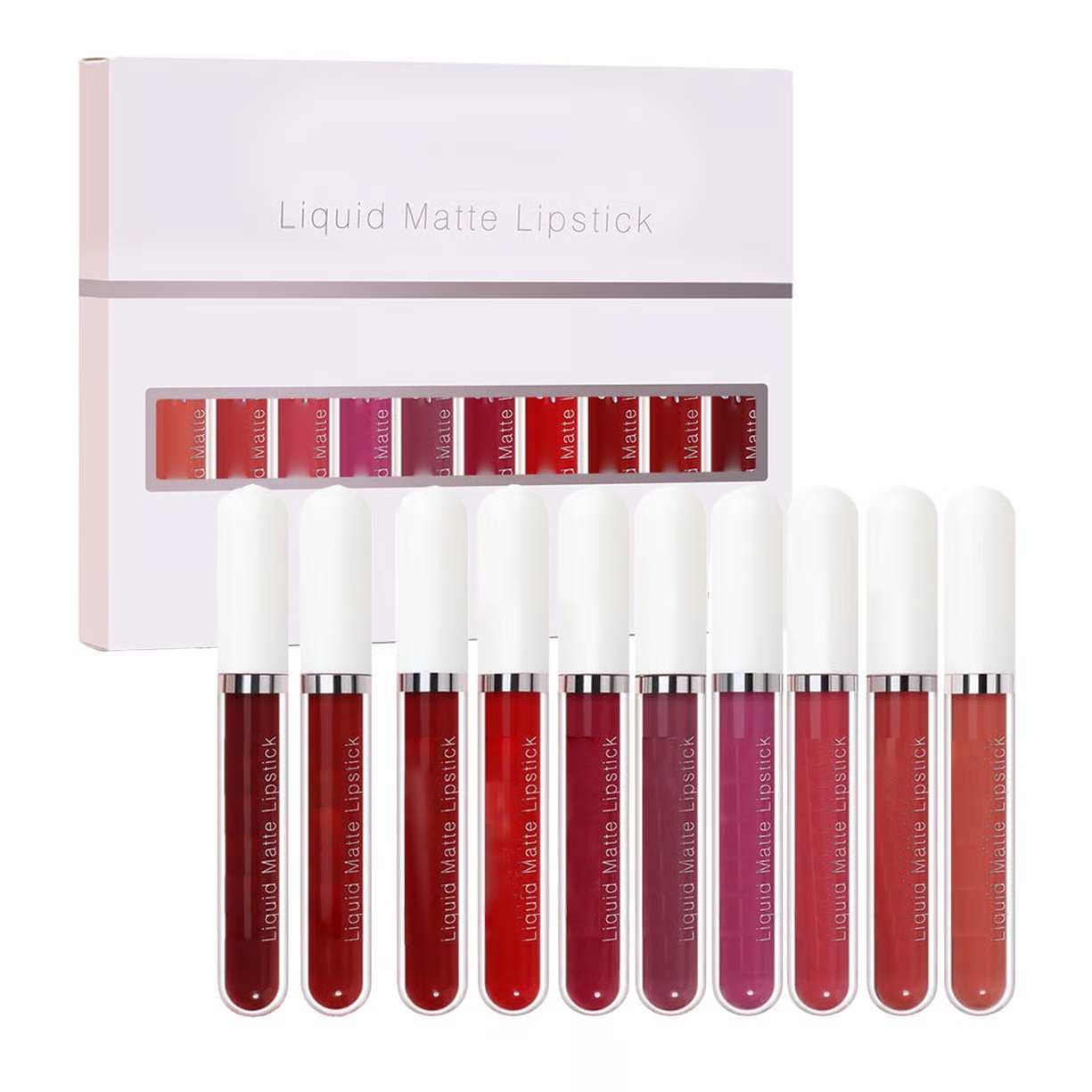 Rouge à Lèvres Mat Longue Tenue – Set de 18 Teintes Résistant à l'Eau