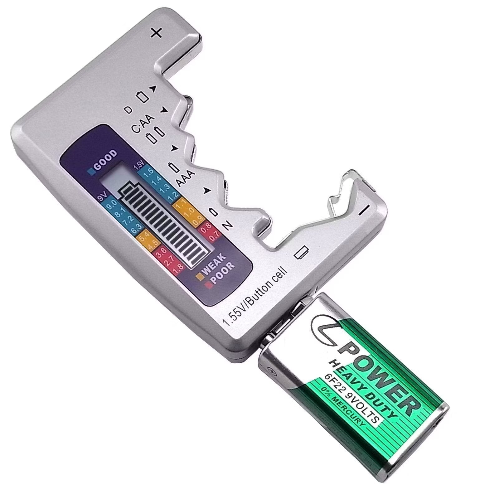 Testeur de Piles Universel avec Indicateur LED – AA AAA C D 9V
