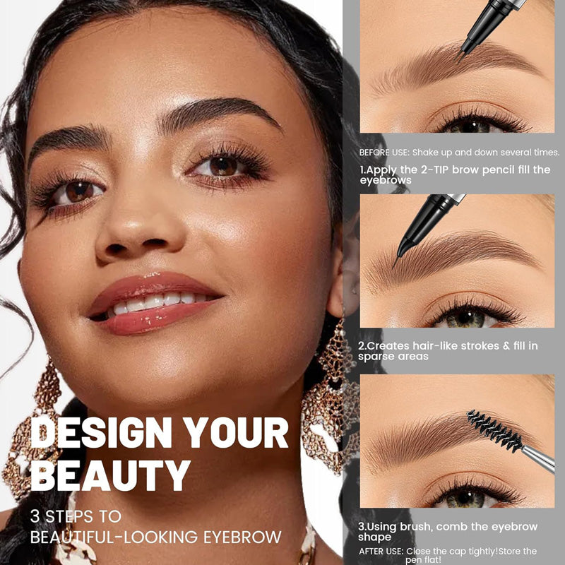 Crayon Sourcils et Eyeliner 2-en-1 Waterproof à Pointe Ultra-Fine