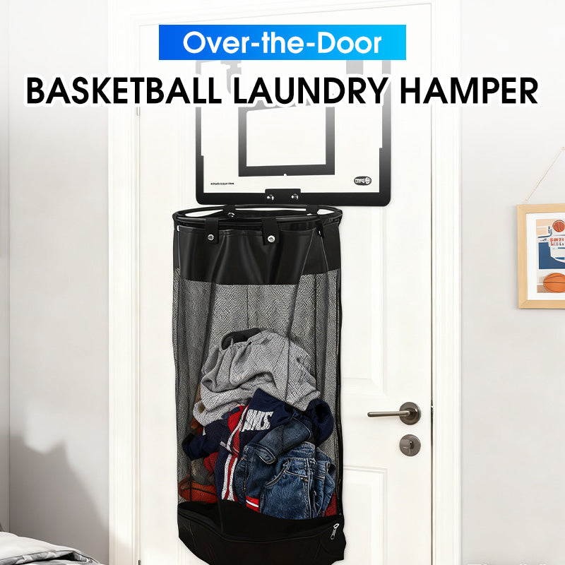 Panier à Linge Basketball Mural avec Filet Mesh pour Chambre Enfant
