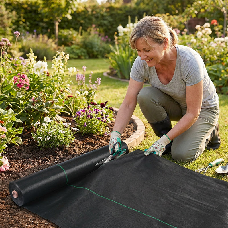 Toile Anti-Mauvaises Herbes en Polypropylène Respirant pour Jardin