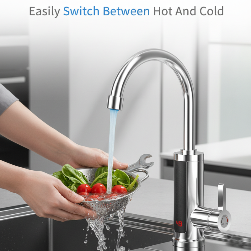 Robinet de cuisine avec eau chaude instantanée et affichage LED de la température
