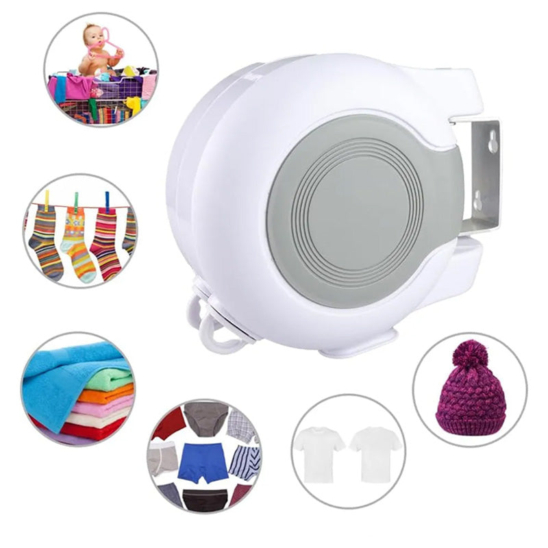Étendoir Mural Rétractable 30 Mètres – Corde à Linge Enroulable Gain de Place