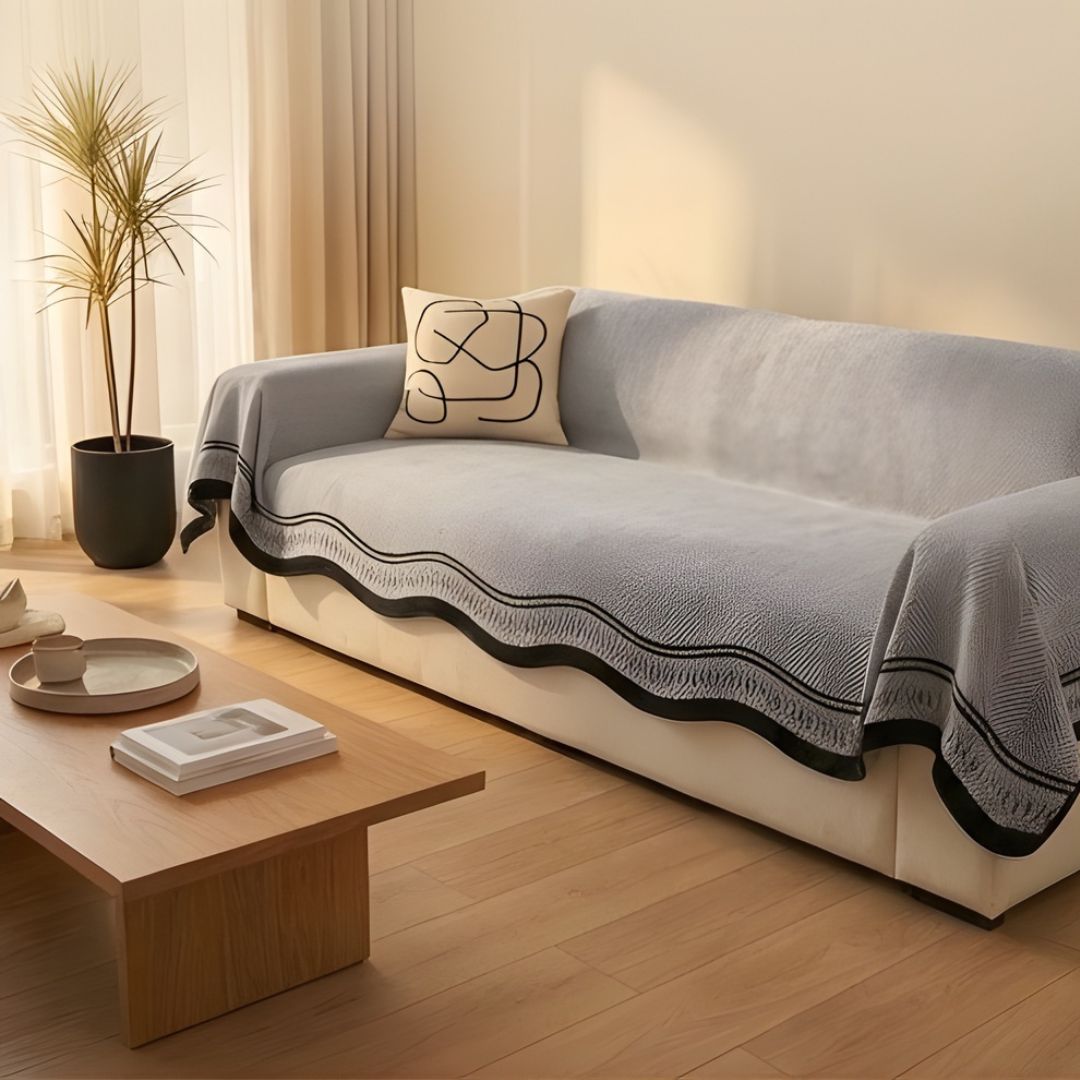 Housse de Canapé Antidérapante en Chenille Motif Chevron