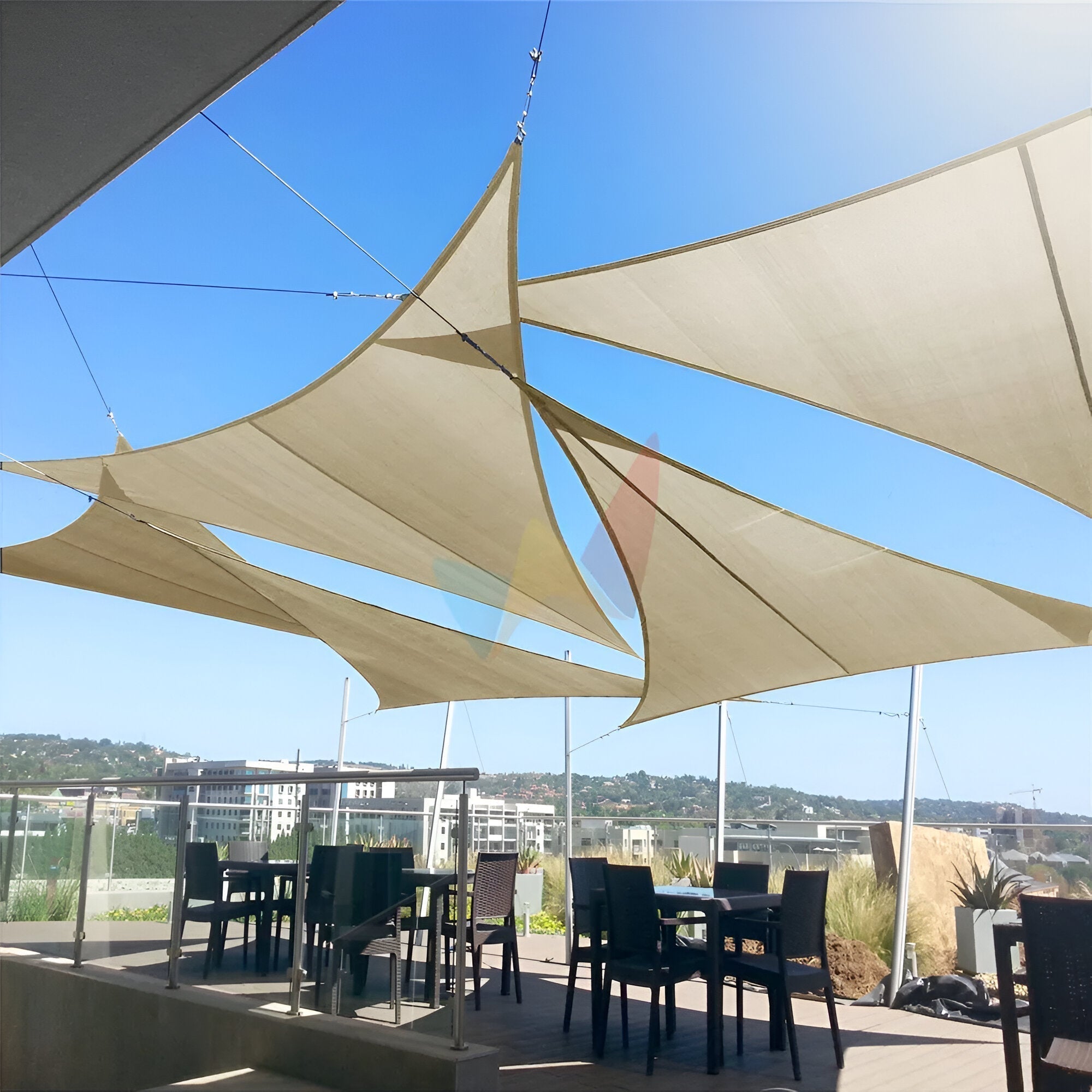 Voile d'Ombrage Triangulaire Anti-UV en Polyester pour Jardin et Terrasse
