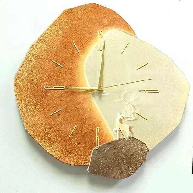 Horloge murale moderne en bois avec mécanisme silencieux et éclairage USB