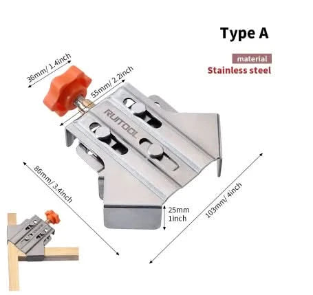 Serre-joint d'angle 90° en acier pour assemblage bois et menuiserie