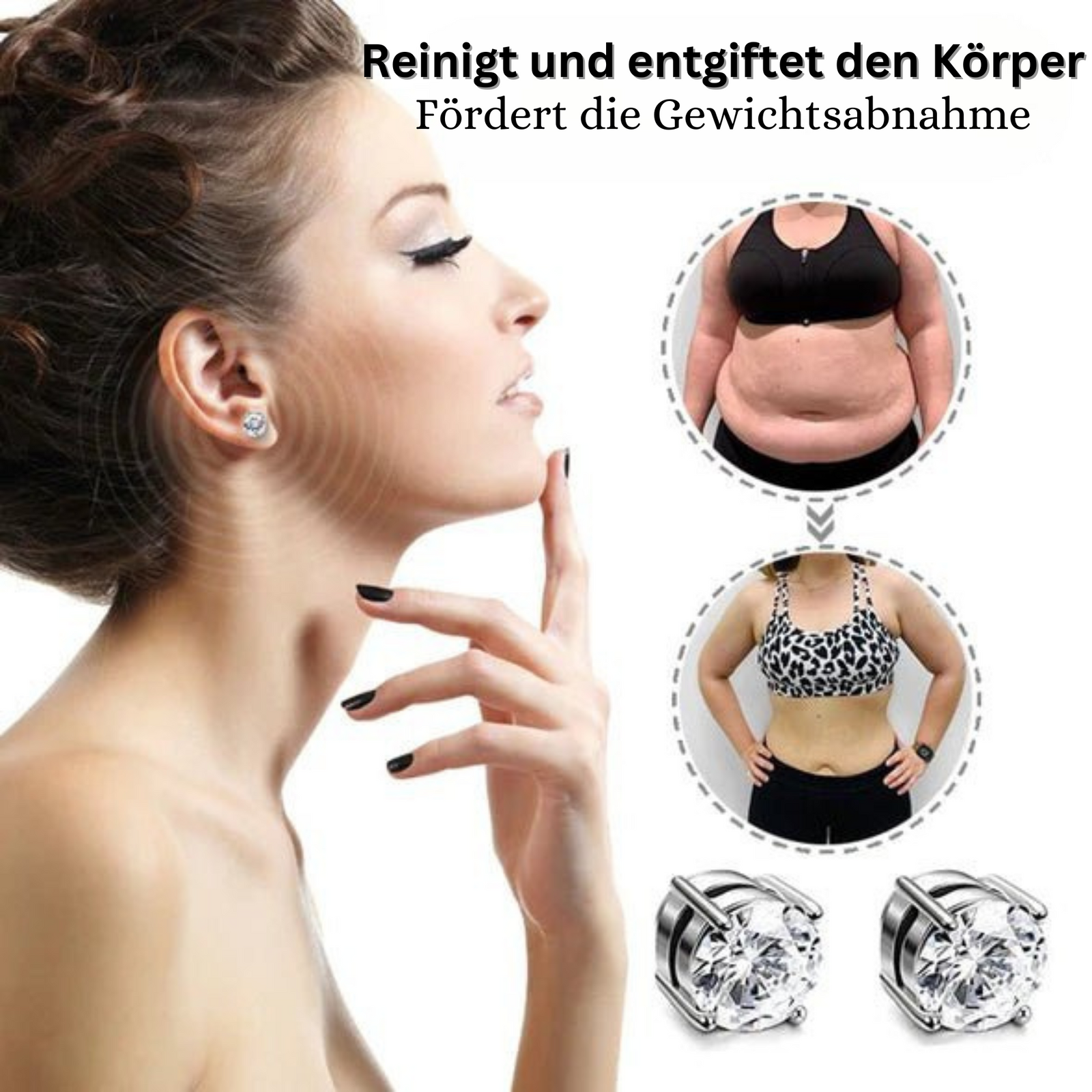 Boucles d'oreilles magnétiques en zircon avec aimant d'acupression