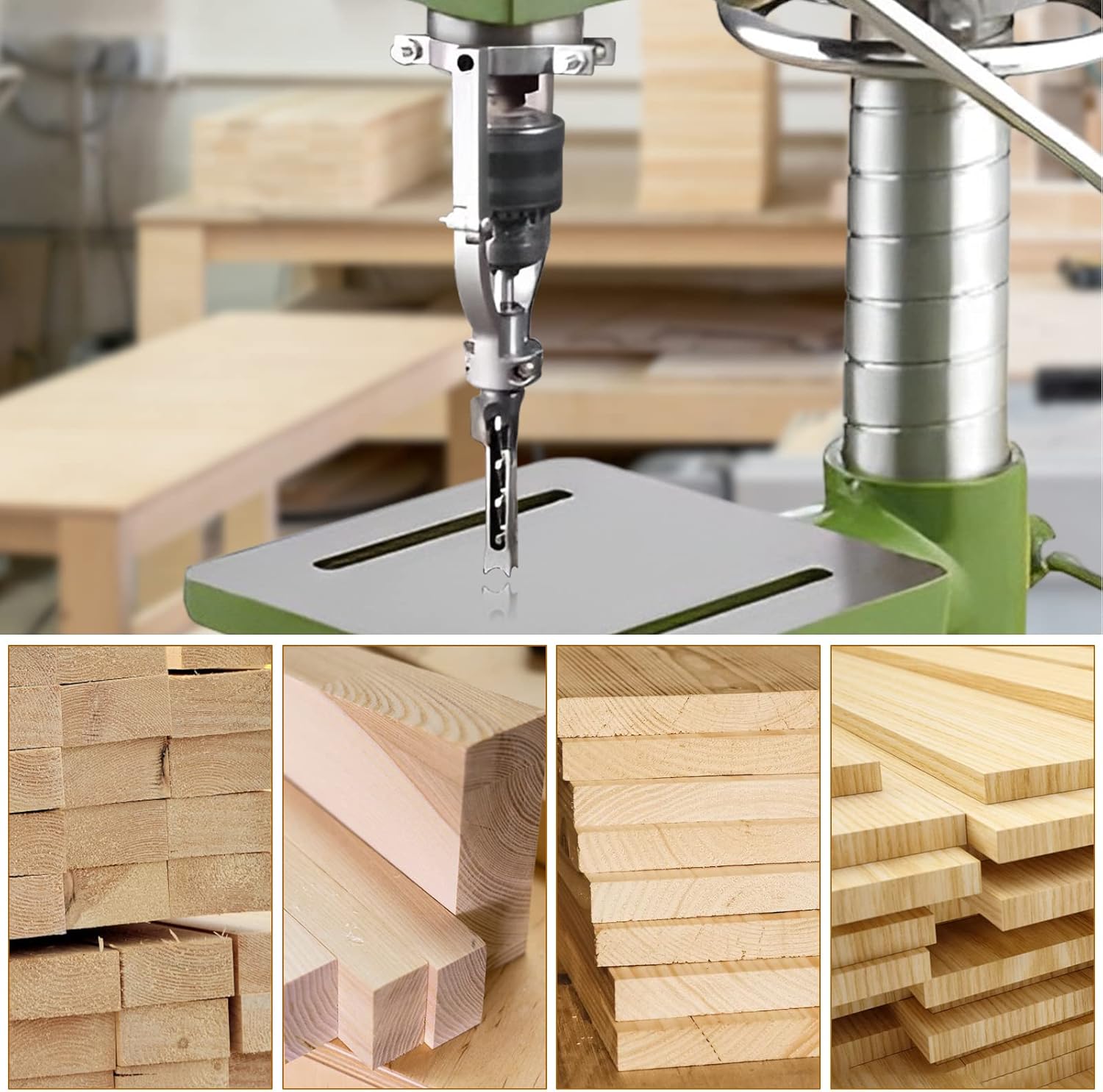 Embouts adaptateurs de ciseau à bois pour mortaises – 8 embouts 6–16 mm