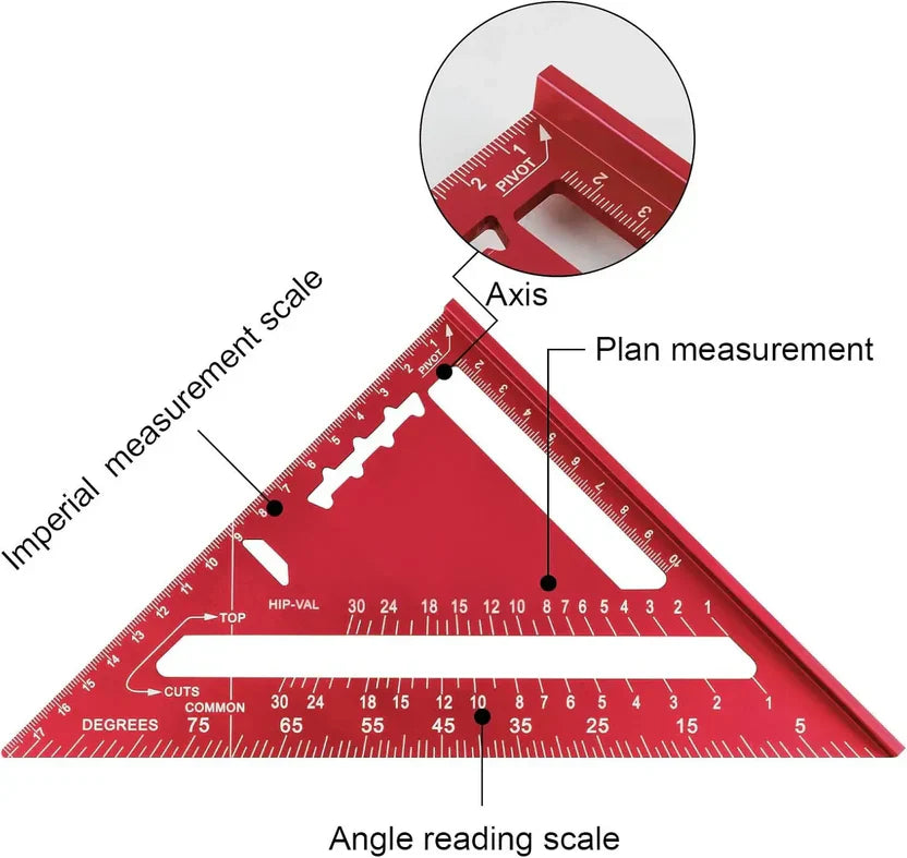 Rapporteur d'angle triangulaire en aluminium – Mesure de précision