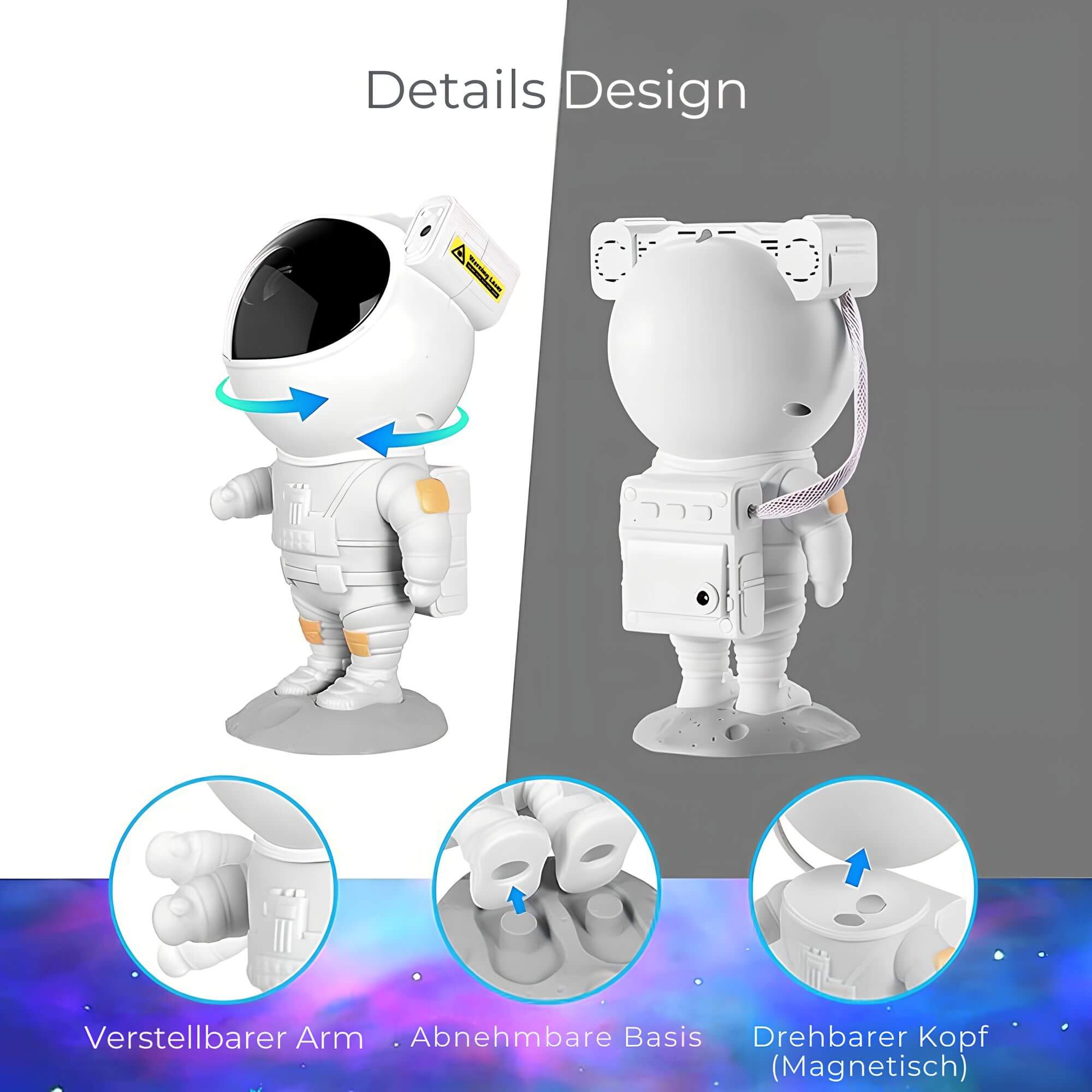 Projecteur LED Ciel Étoilé Astronaute pour Plafond et Murs