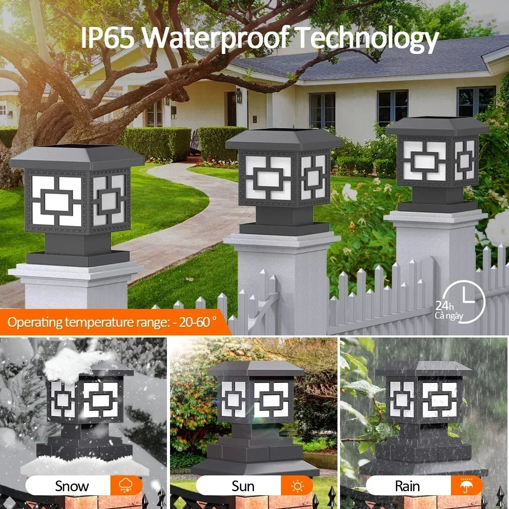 Luminaire solaire LED pour poteau de clôture – Éclairage extérieur automatique
