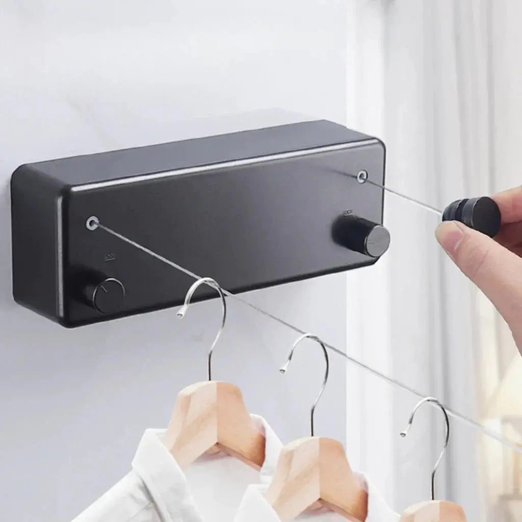 Étendoir à linge rétractable pour balcon et salle de bain – gain de place optimal