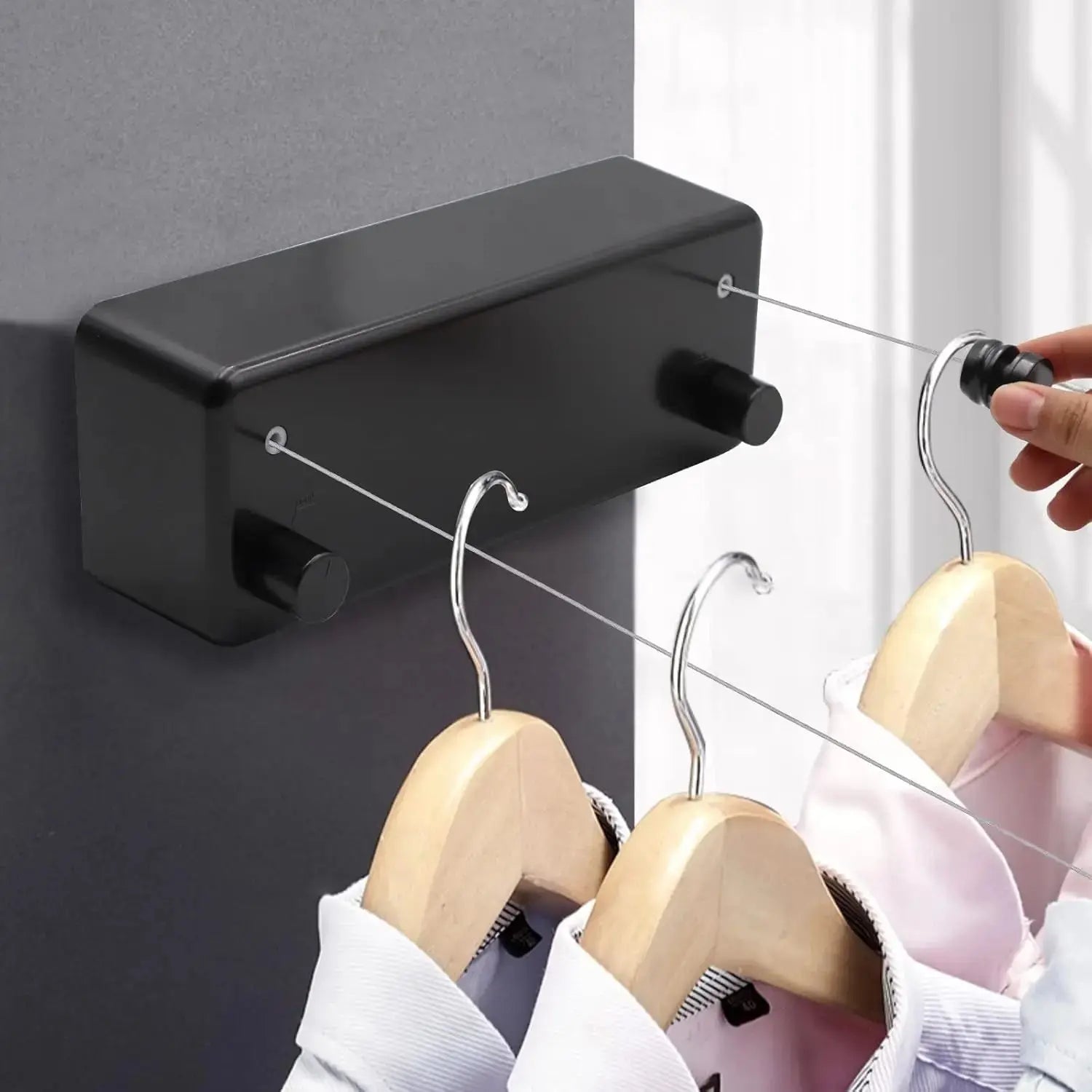 Étendoir à linge rétractable pour balcon et salle de bain – gain de place optimal
