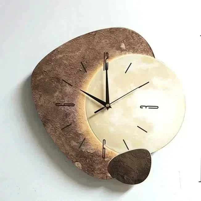 Horloge murale moderne en bois avec mécanisme silencieux et éclairage USB