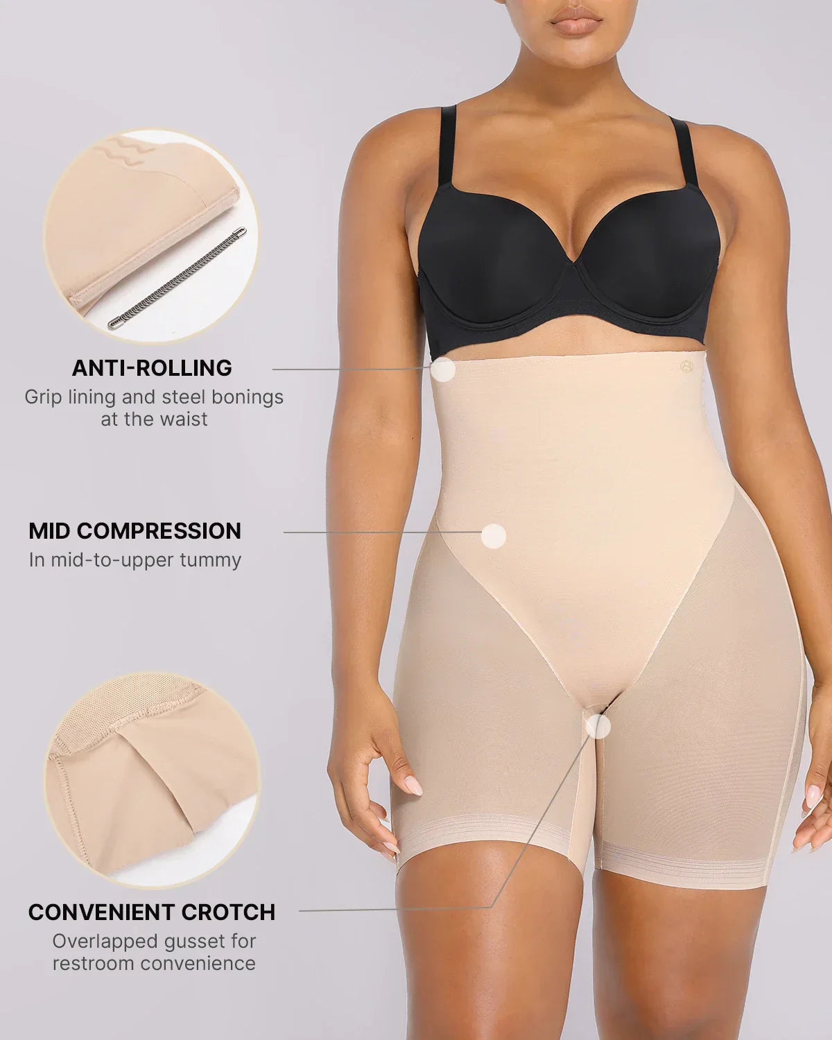 Short gainant taille haute en mesh respirant – Invisible sous les vêtements