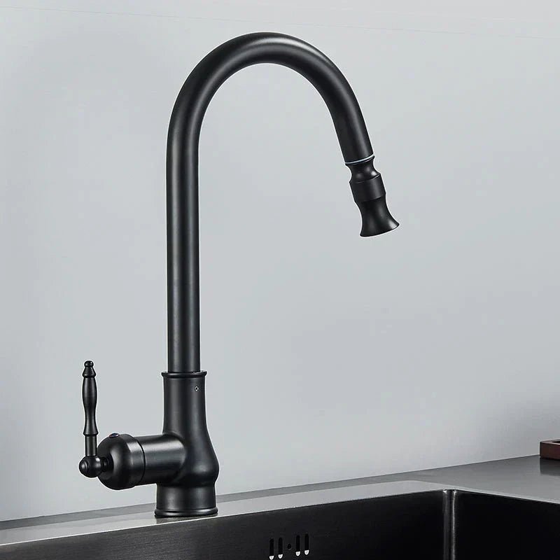 Robinet de cuisine avec douchette extractible en bronze antique pour le quotidien