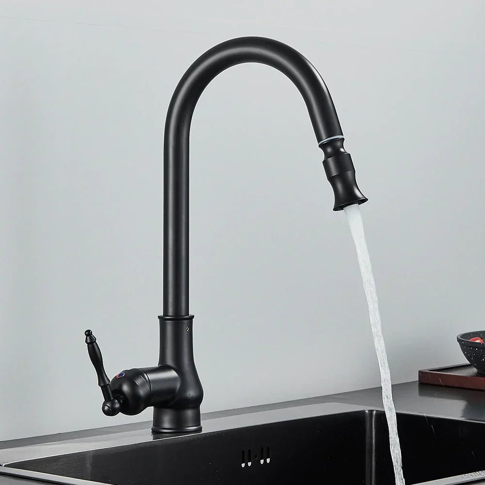 Robinet de cuisine avec douchette extractible en bronze antique pour le quotidien