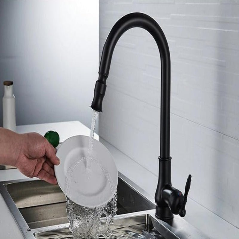 Robinet de cuisine avec douchette extractible en bronze antique pour le quotidien