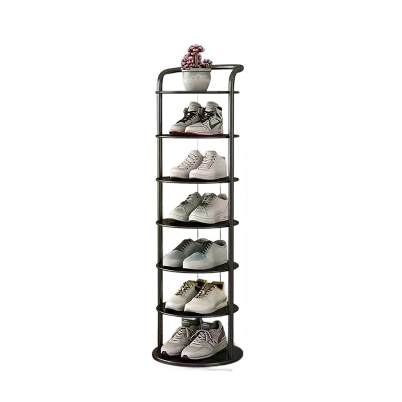 Étagère à chaussures ronde en métal pour l'entrée – gain de place et design moderne