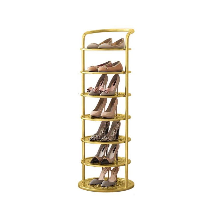 Étagère à chaussures ronde en métal pour l'entrée – gain de place et design moderne