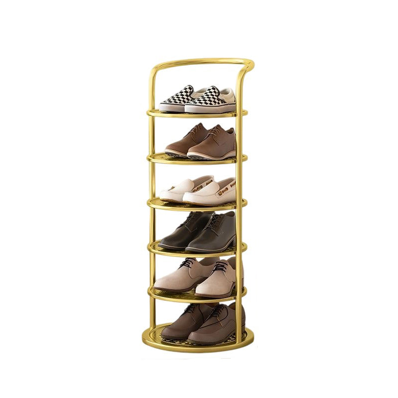 Étagère à chaussures ronde en métal pour l'entrée – gain de place et design moderne