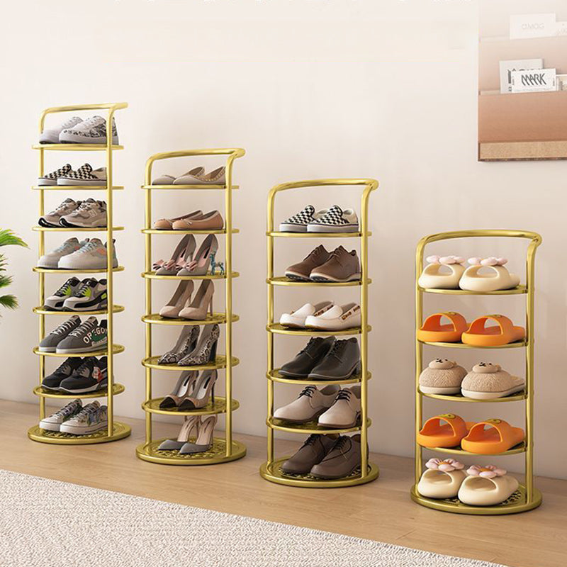 Étagère à chaussures ronde en métal pour l'entrée – gain de place et design moderne