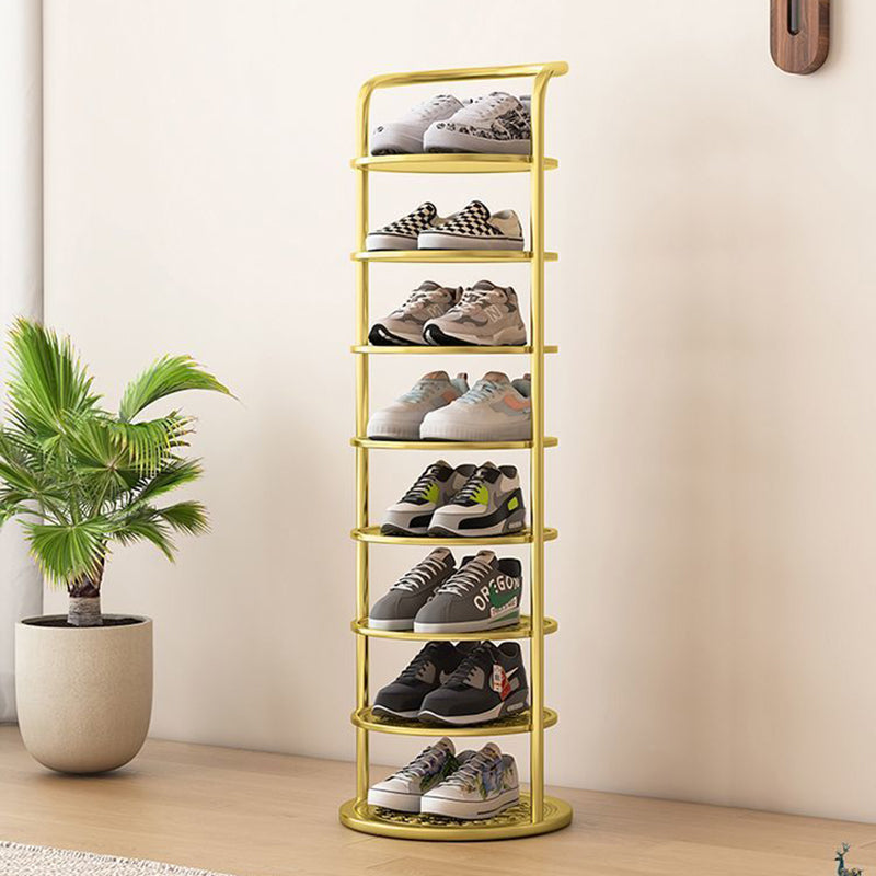 Étagère à chaussures ronde en métal pour l'entrée – gain de place et design moderne