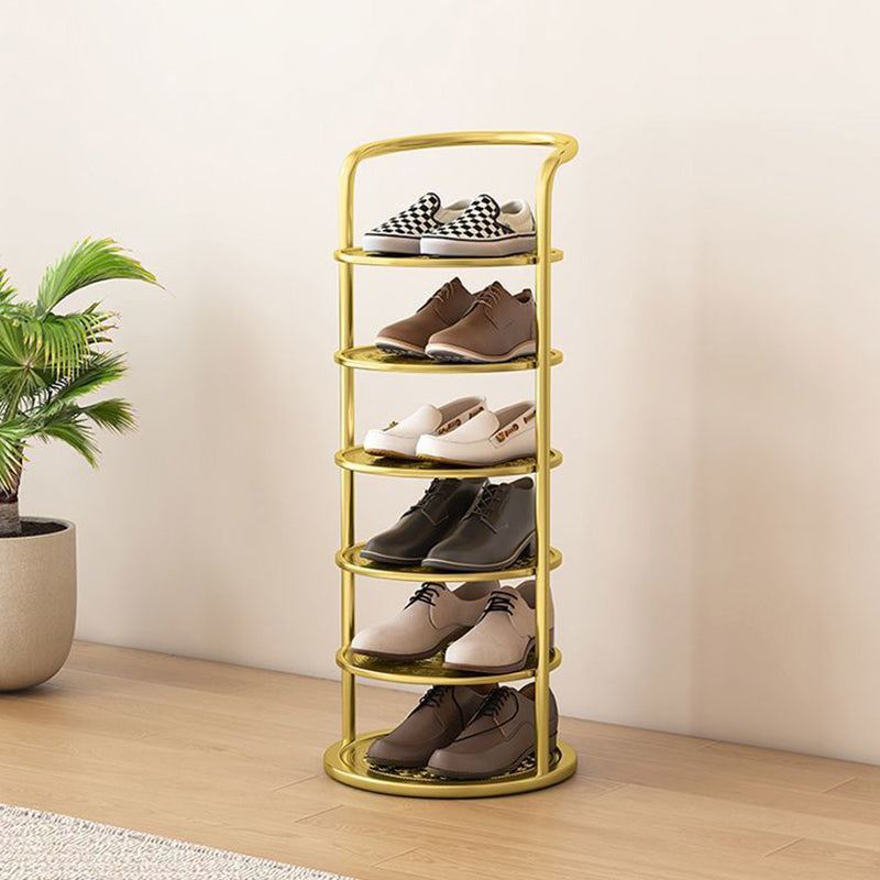 Étagère à chaussures ronde en métal pour l'entrée – gain de place et design moderne