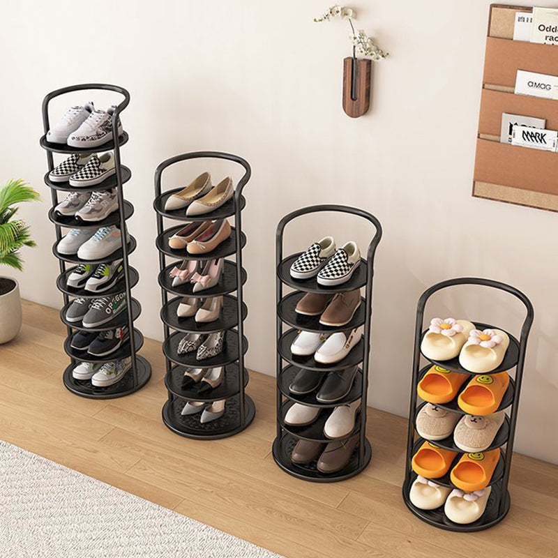 Étagère à chaussures ronde en métal pour l'entrée – gain de place et design moderne