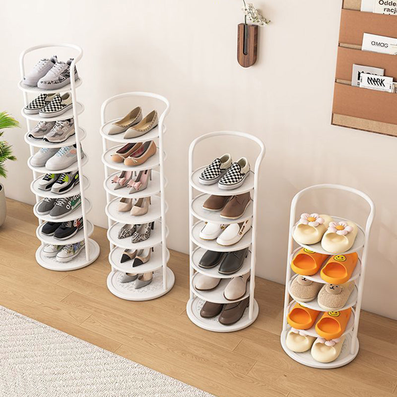 Étagère à chaussures ronde en métal pour l'entrée – gain de place et design moderne