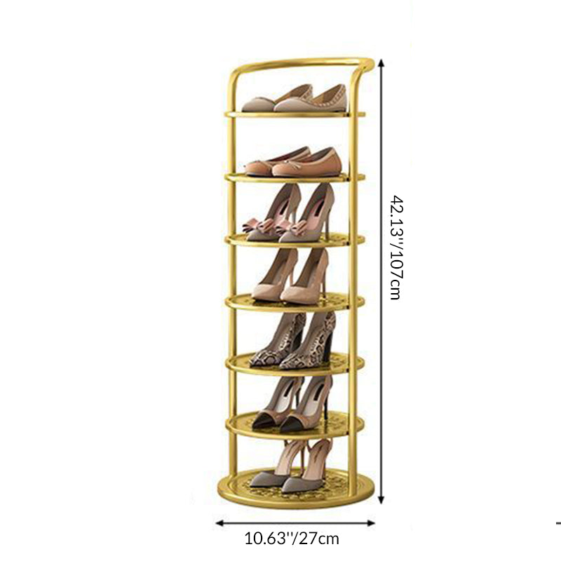 Étagère à chaussures ronde en métal pour l'entrée – gain de place et design moderne