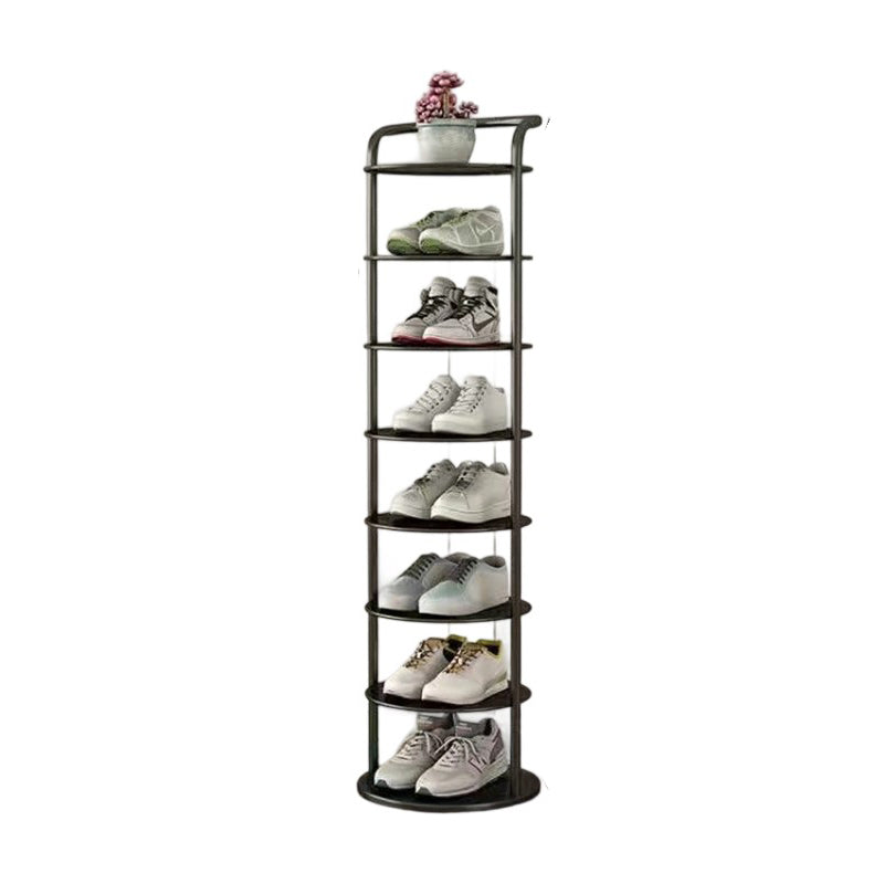 Étagère à chaussures ronde en métal pour l'entrée – gain de place et design moderne