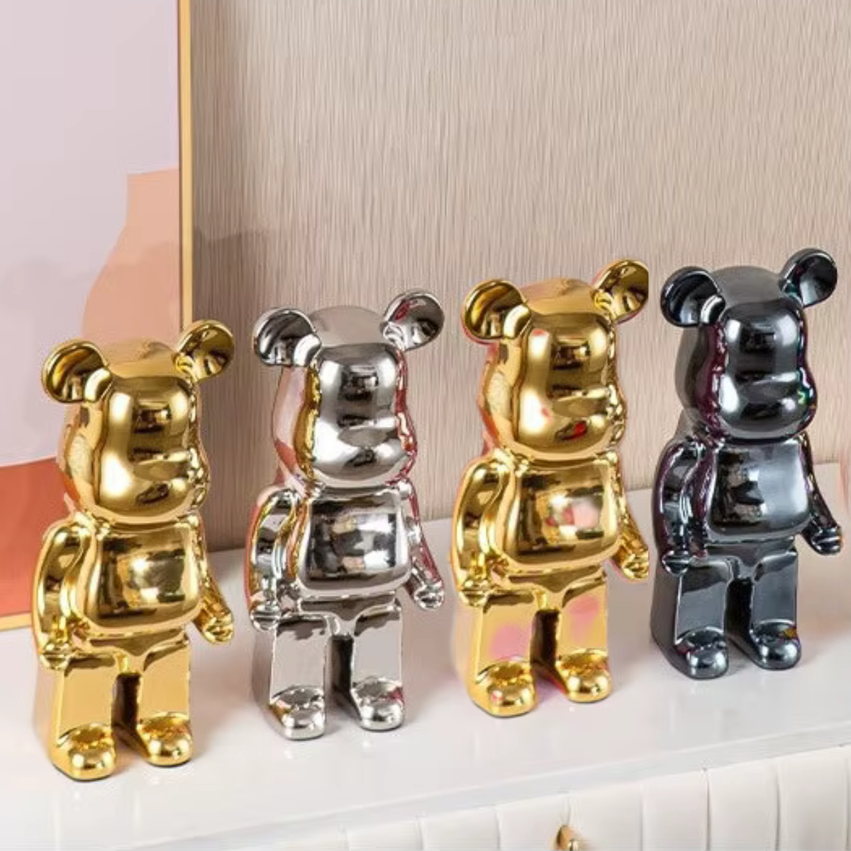 Sculpture d'ours en résine – figurine décorative moderne pour la maison
