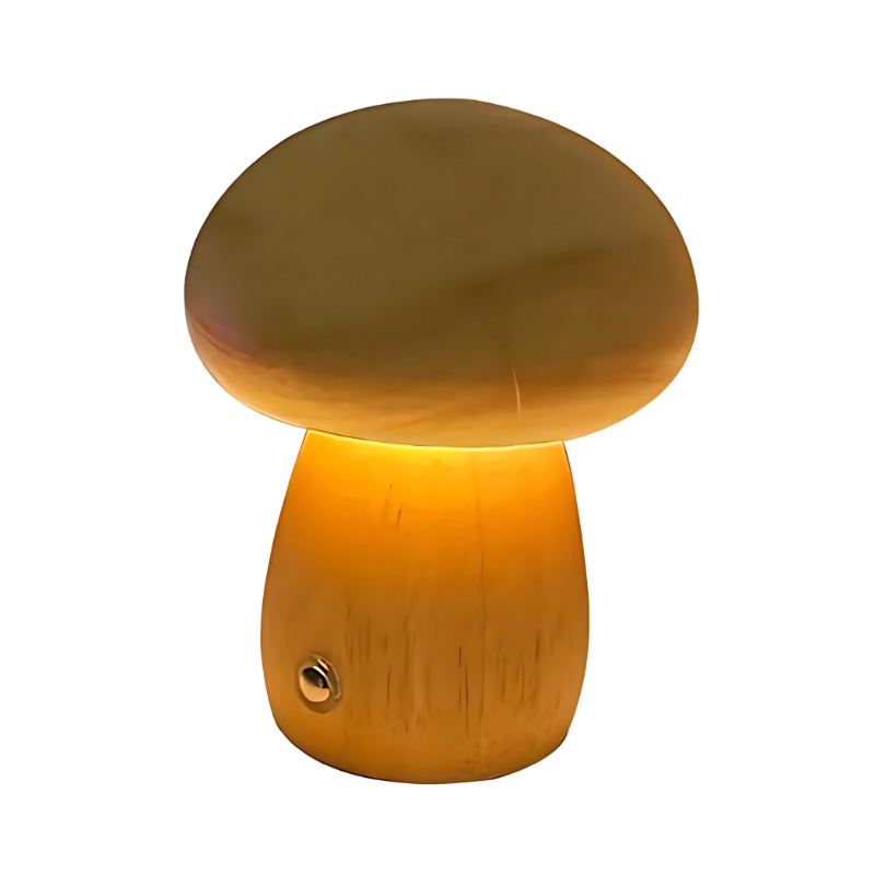 Veilleuse champignon en bois – dimmable et rechargeable par USB