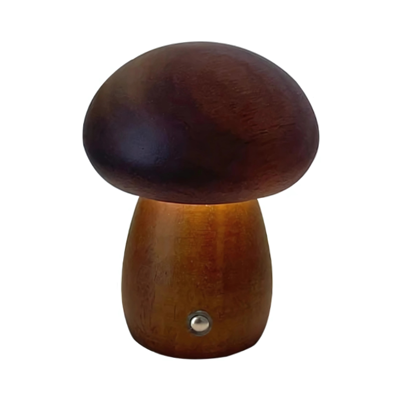 Veilleuse champignon en bois – dimmable et rechargeable par USB