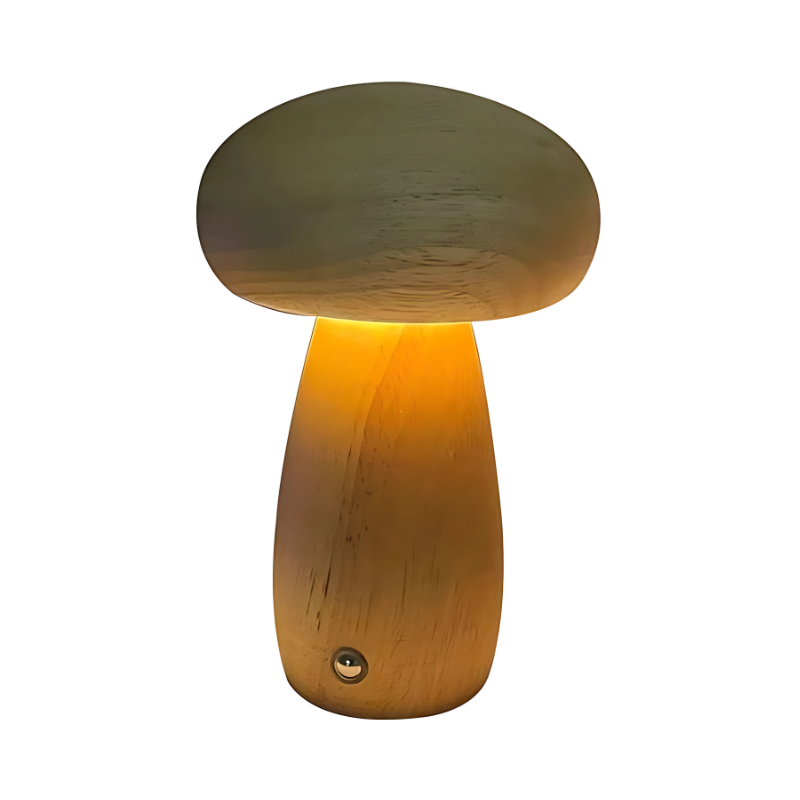 Veilleuse champignon en bois – dimmable et rechargeable par USB