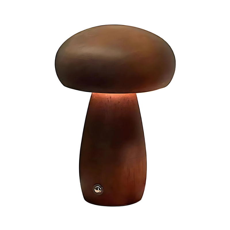 Veilleuse champignon en bois – dimmable et rechargeable par USB