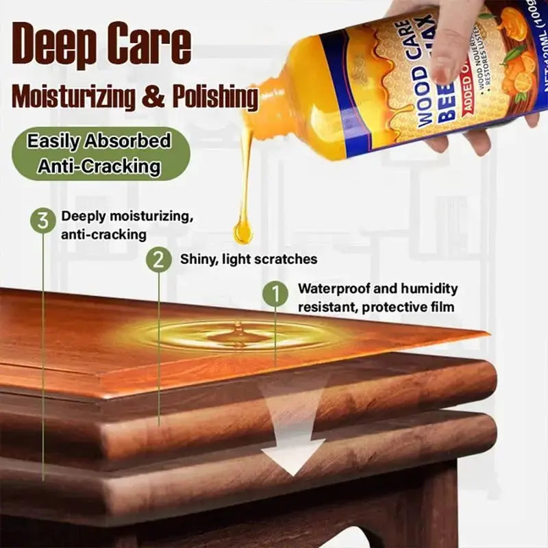 Baume pour Bois à la Cire d'Abeille et Huile d'Orange – Soin et Protection