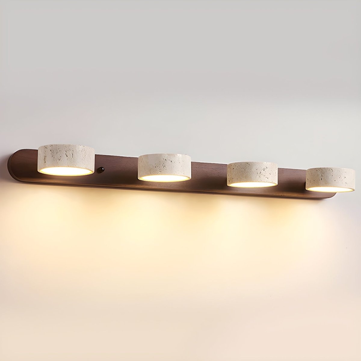 Applique murale LED en travertin avec bois – Design architectural