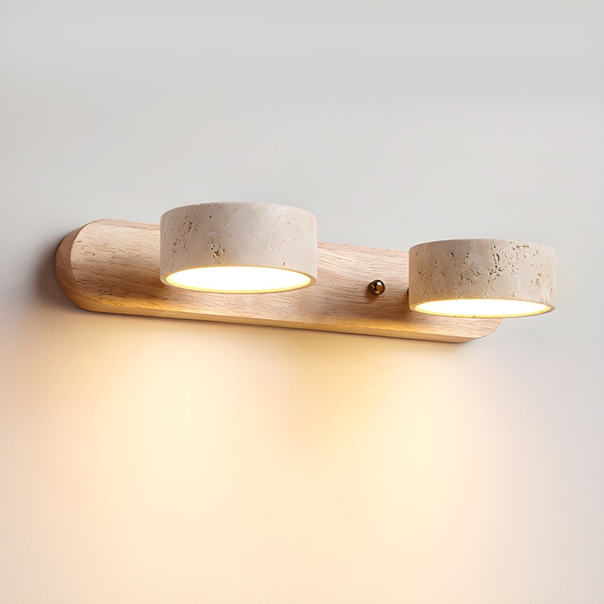Applique murale LED en travertin avec bois – Design architectural