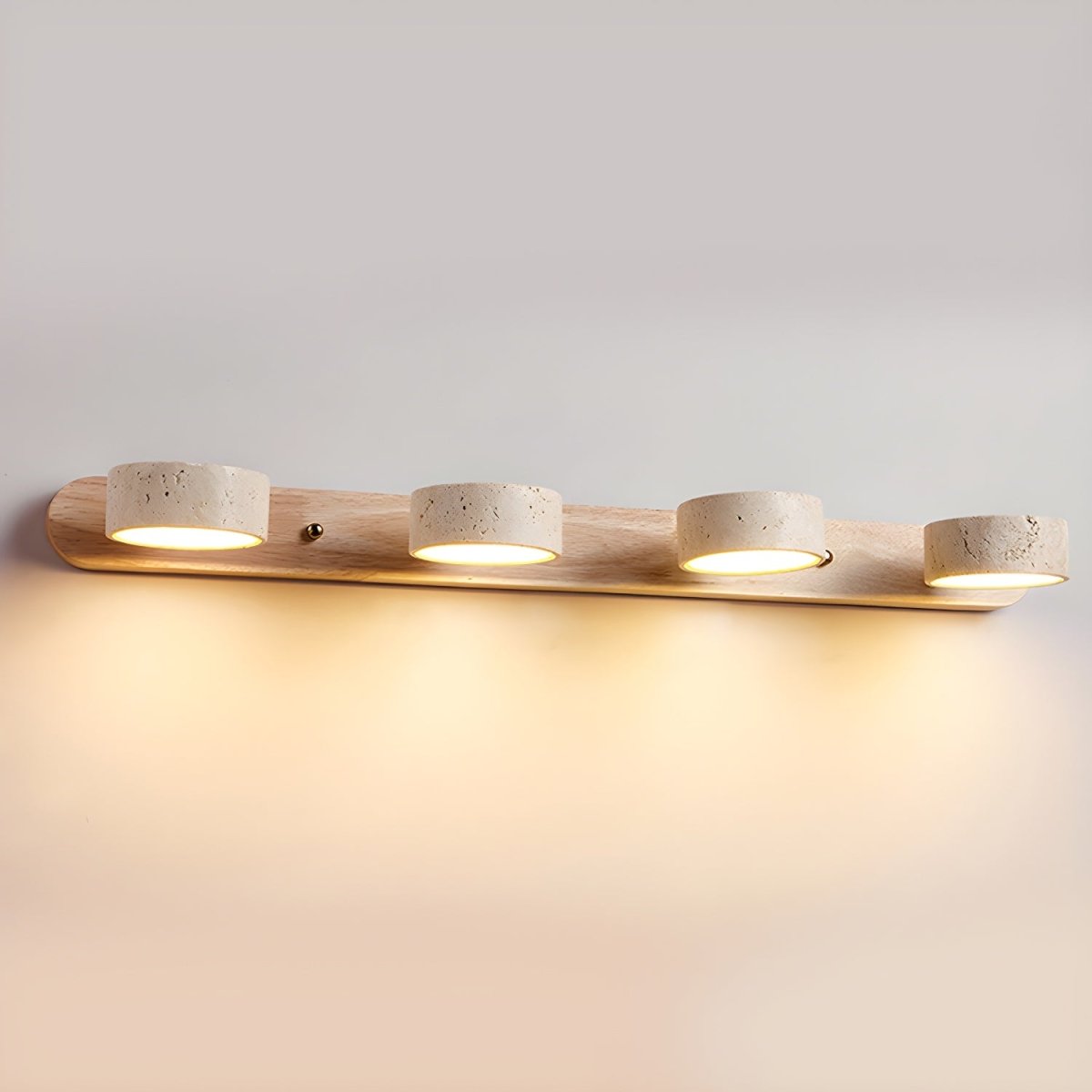 Applique murale LED en travertin avec bois – Design architectural