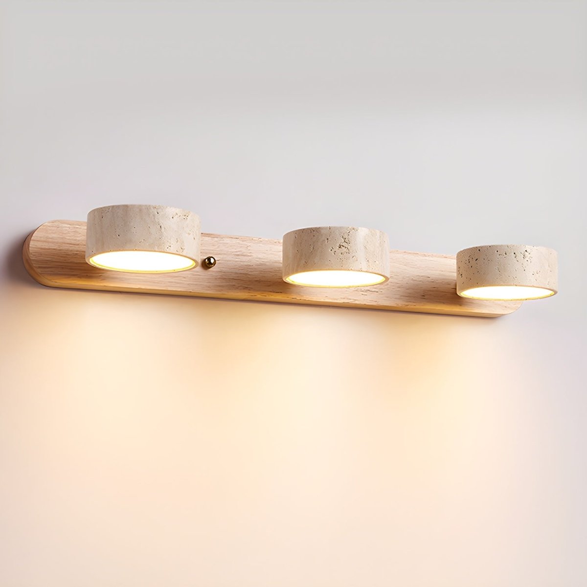 Applique murale LED en travertin avec bois – Design architectural