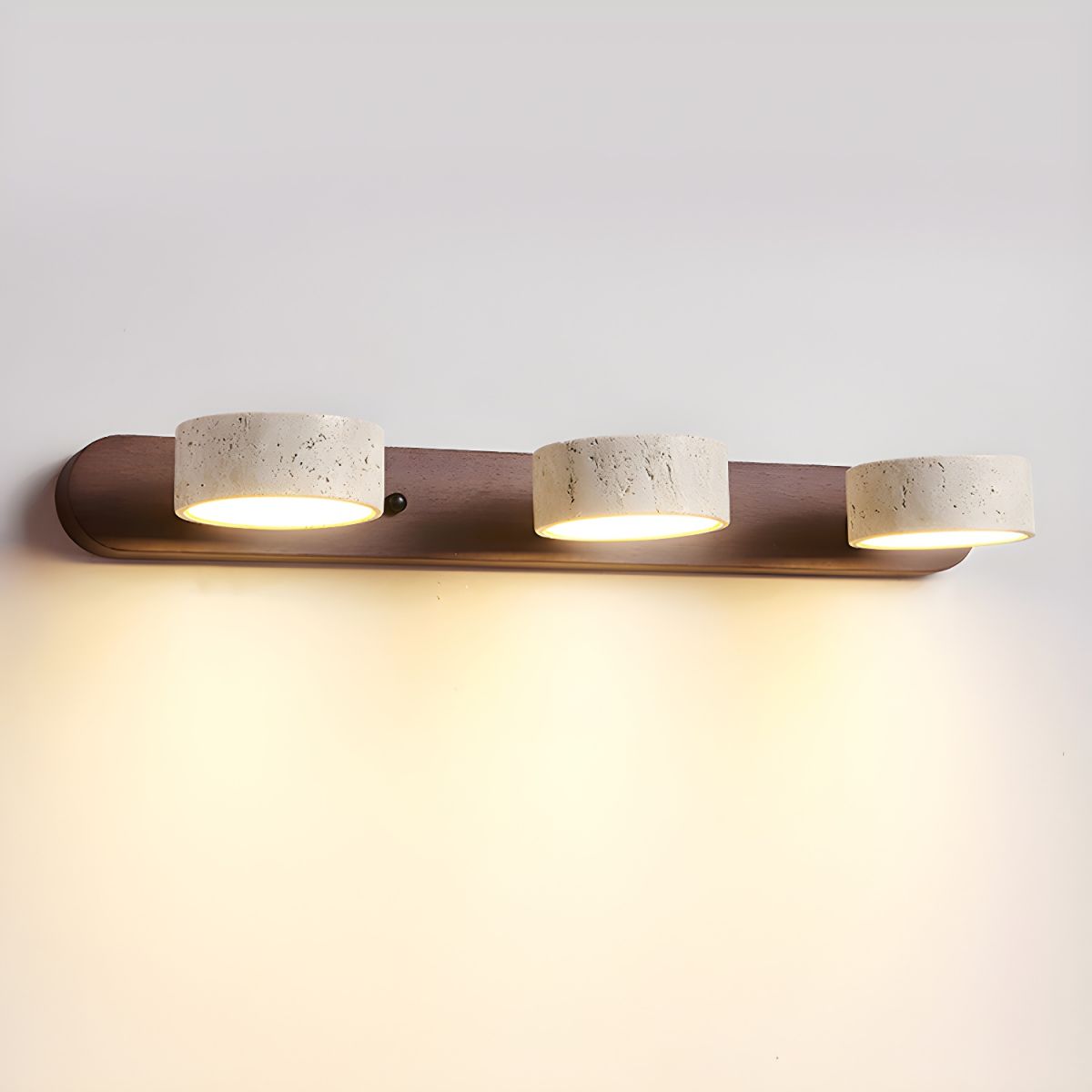 Applique murale LED en travertin avec bois – Design architectural