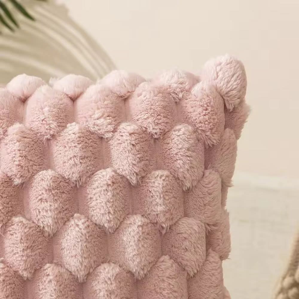 Housse de coussin à texture 3D en peluche en mélange de coton